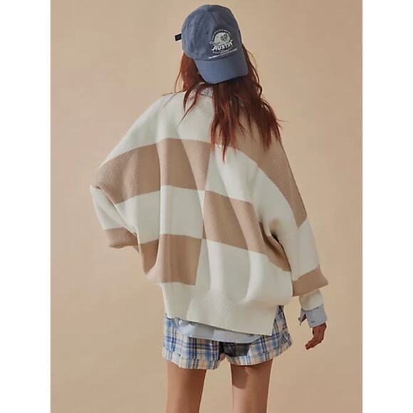 Free People Easy Street Tunic Checked Oversized Sweater Size Small - Picture 3 of 11